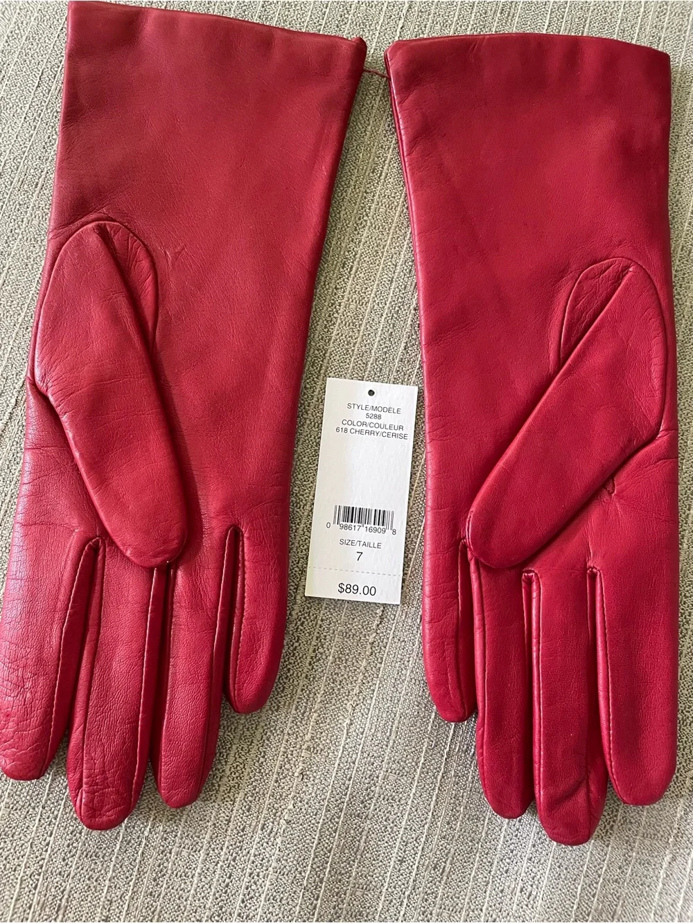 Lord & Taylor Red Leather Long Gloves